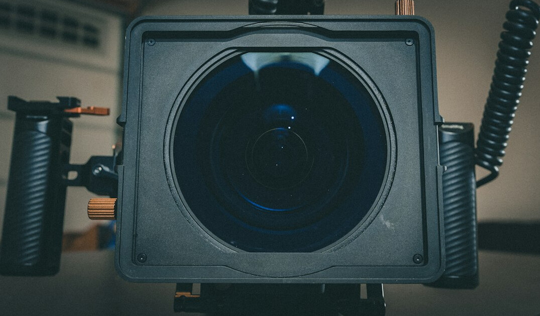Professional broadcast camera lens close-up