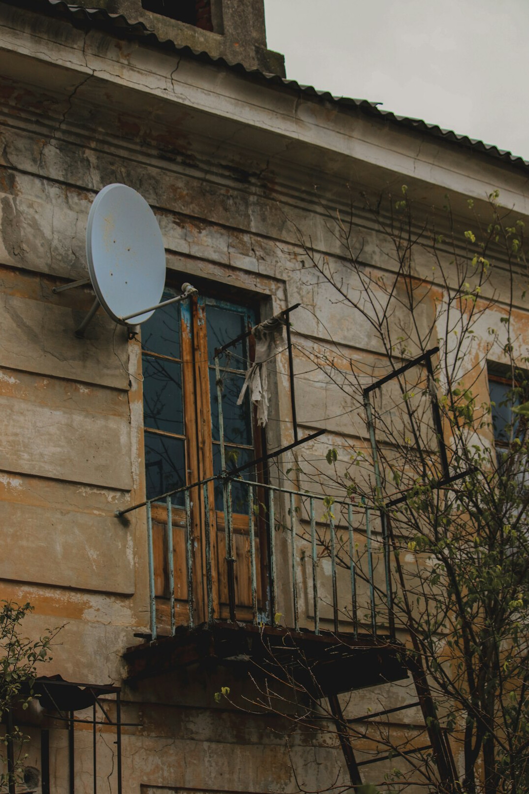 Satellite outside broadcast van with dish raised